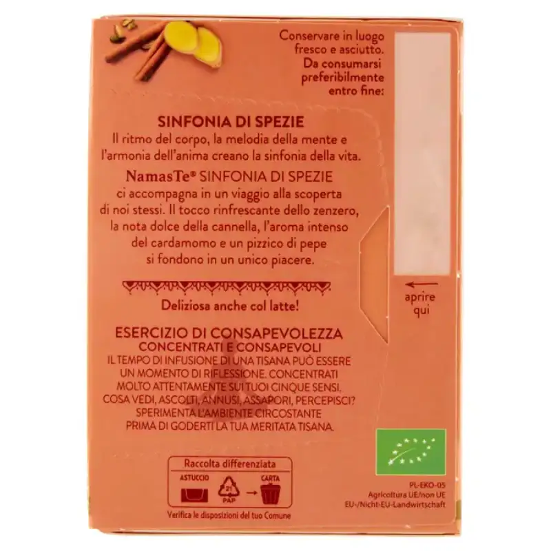 Namaste Pompadour Ceai Ayurvedic Bio din Plante Simfonie de Condimente 15 x 2 g Bax 6 buc.